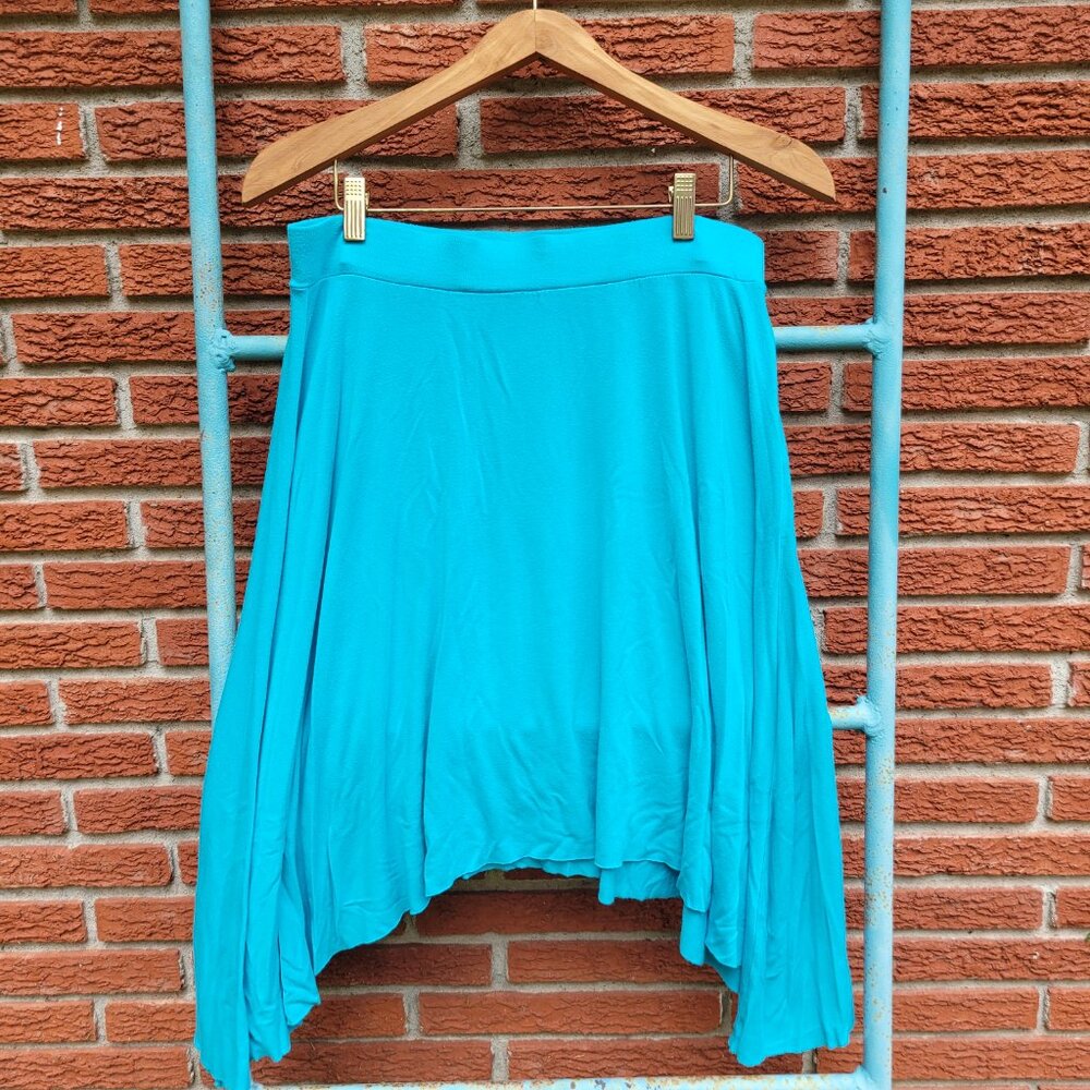 Y2K Flowy Boho Festival Style Turquoise Asymmetrical Skirt by Metro 7 Size Large